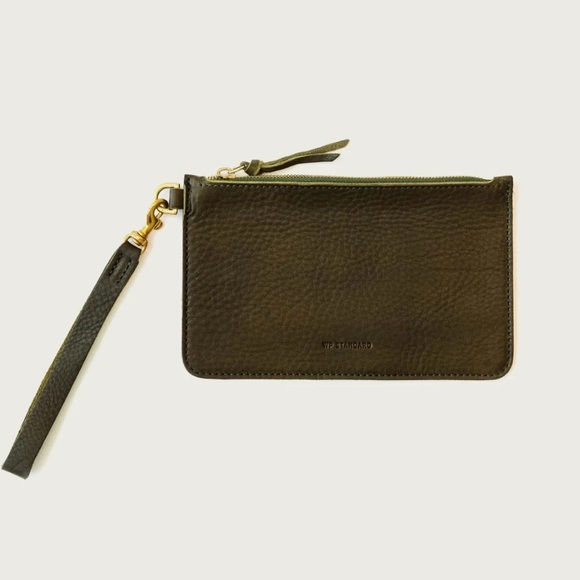 WP Standard The Leather Wristlet Olive Wallet Bag - Picture 1 of 7